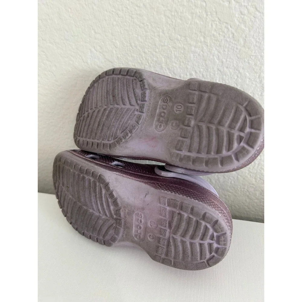 Kids Crocs Purple Glitter Sandals 10c With Charms